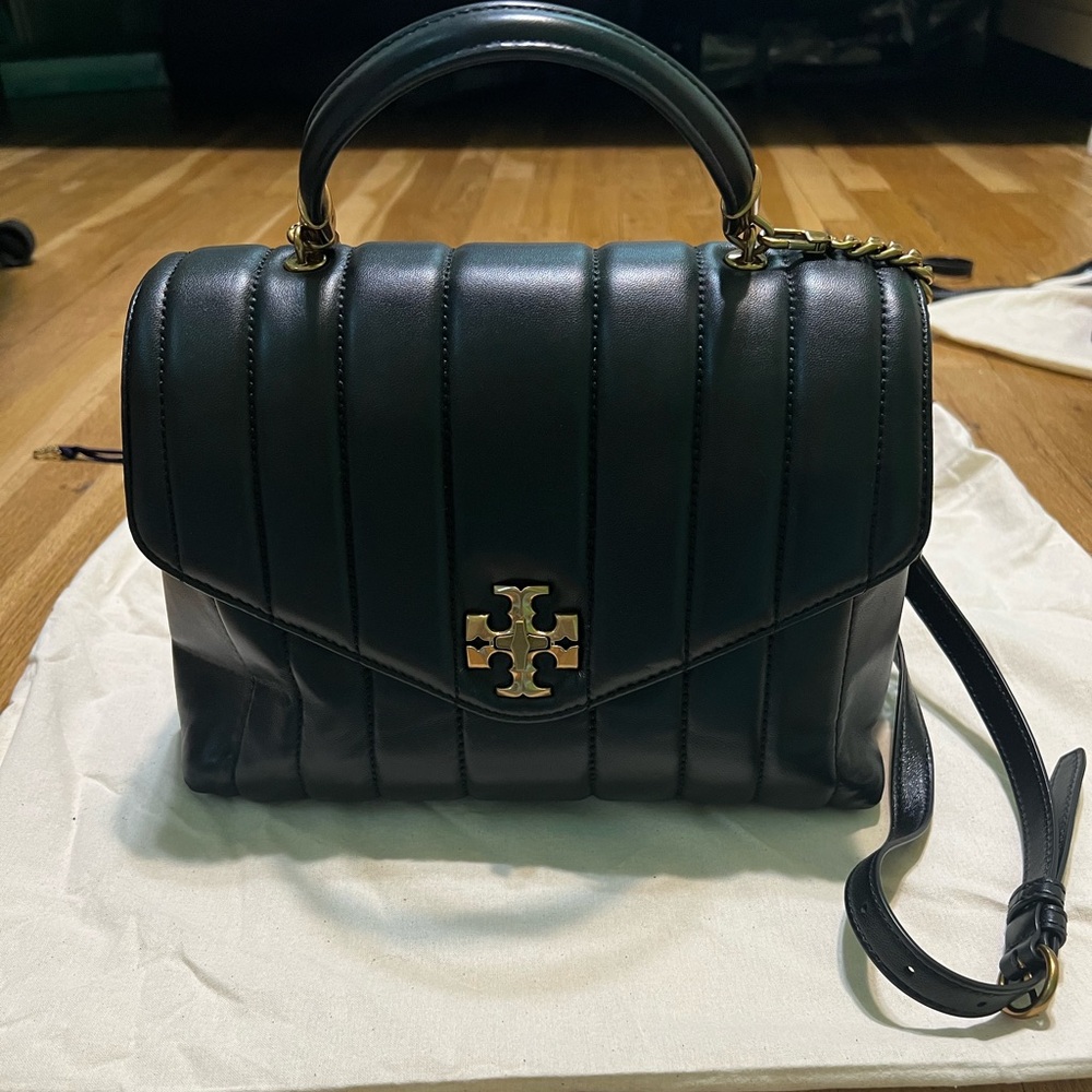 Tory Burch Women's Kira Small Top Handle Satchel, Black, One Size